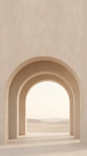 Minimalist Beige Plaster Arches Overlooking Desert