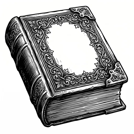 Ornate Vintage Book Linocut Illustration