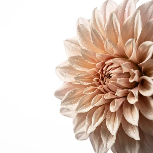 Beige Dahlia Macro on White Background