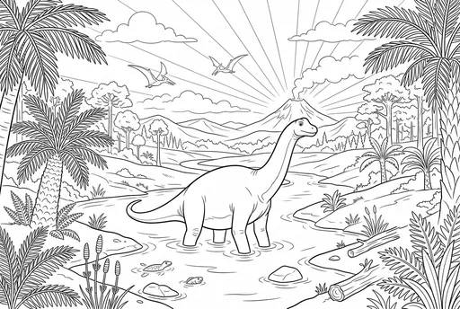 Prehistoric Sauropod Dinosaur Coloring Page
