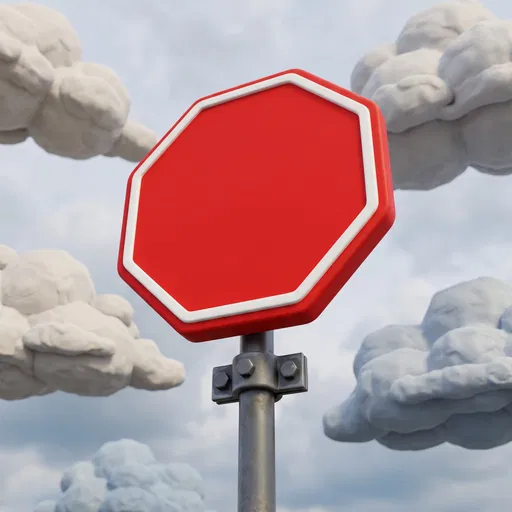 Blank Red Octagonal Sign Among Clay Clouds