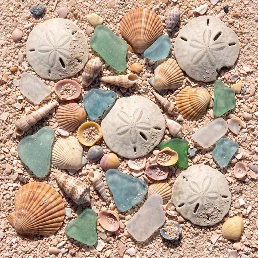 Seashells Sand Dollars and Sea Glass