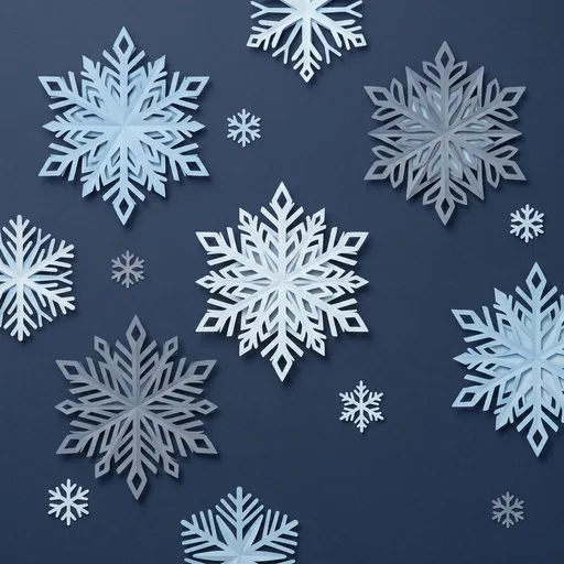 Layered Paper Cut Snowflakes on Navy Background