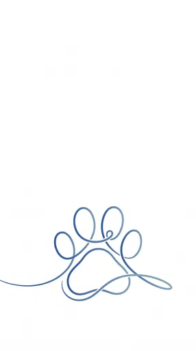 Minimalist Blue Line Art Paw Print