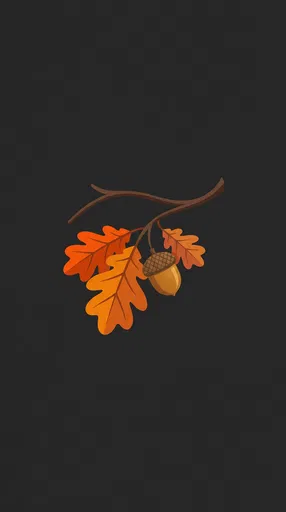 Minimalist Autumn Oak Branch and Acorn Illustration