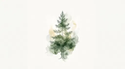 Minimalist Pine Tree Line Art and Watercolor