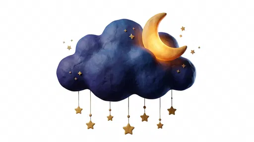 3D Clay Night Cloud and Moon