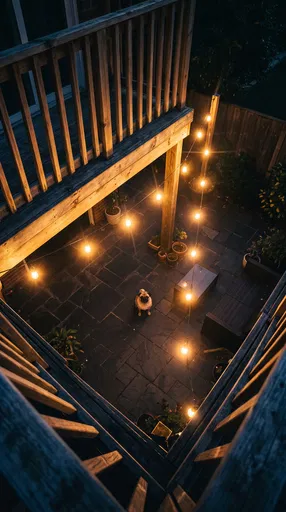 High-Angle View of Pug on Night Patio
