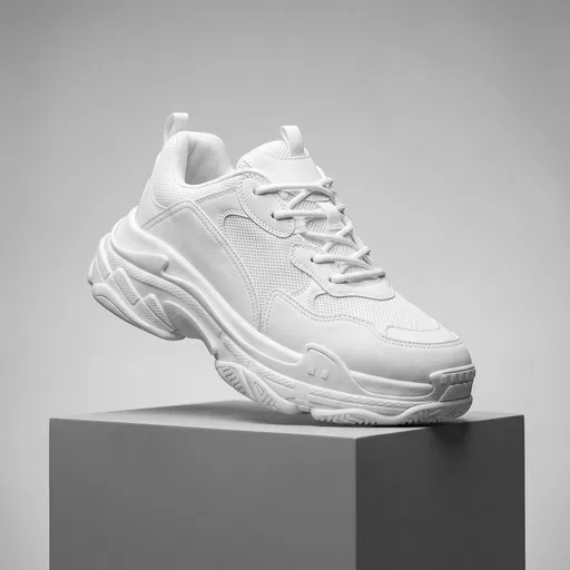 White Chunky Sneaker on Grey Pedestal