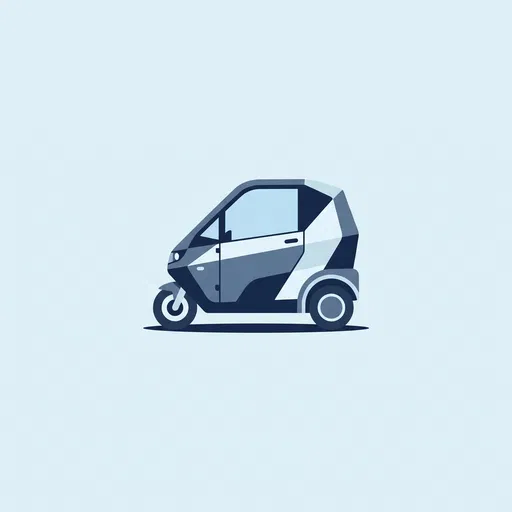 Minimalist Three-Wheeled Commuter Car Illustration