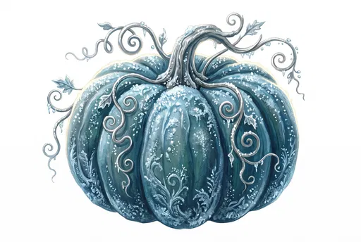 Frosted Teal Storybook Pumpkin Clip Art