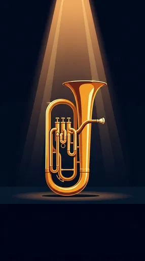 Brass Baritone Horn Under Stage Spotlight