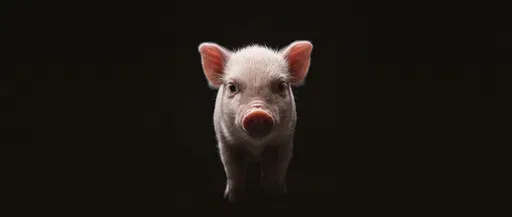Studio Portrait of Piglet on Black Background
