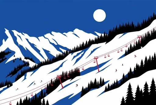 Minimalist Alpine Ski Resort Illustration