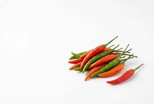 Fresh Bird's Eye Chillies on White