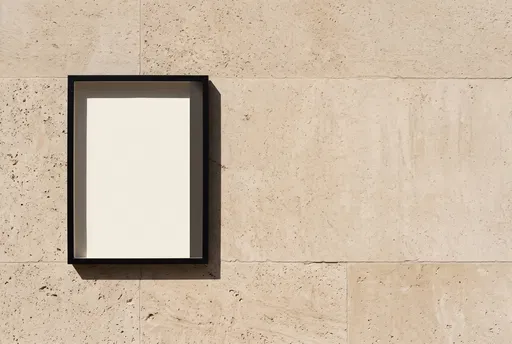 Black Rectangular Frame on Limestone Wall
