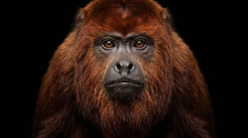 Red Howler Monkey Studio Portrait