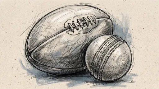 Vintage Rugby and Cricket Ball Sketch