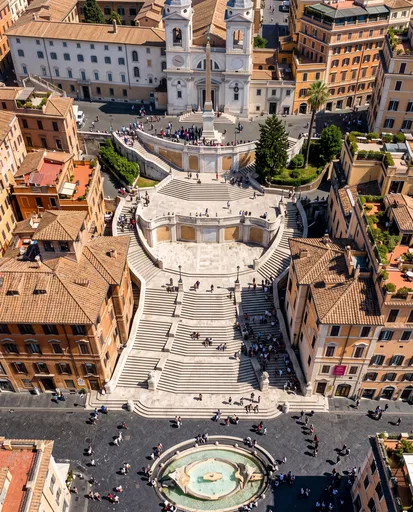 Aerial View of Spanish Steps Rome
