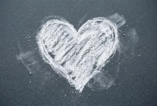 White Chalk Heart on Dark Paper