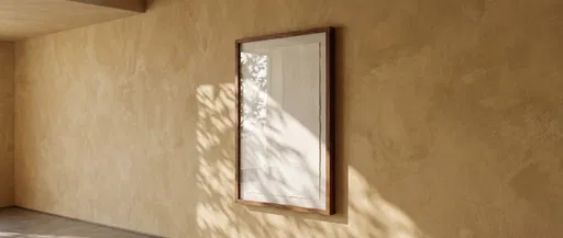 Blank Walnut Frame on Ochre Wall