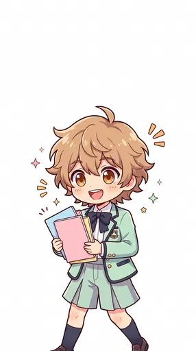Chibi Student Holding Notebooks Illustration