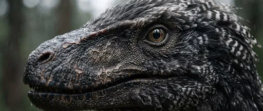 Close-Up of Feathered Utahraptor Dinosaur Face