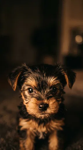 Close-Up Portrait of Yorkshire Terrier Puppy
