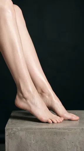 Bare Lower Legs on Concrete Block