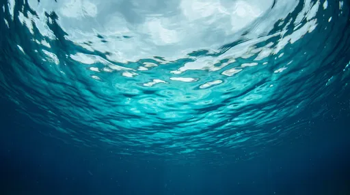 Underwater View of Rippling Ocean Surface