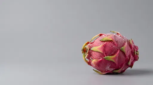 Frosted Magenta Dragon Fruit on Gray Background