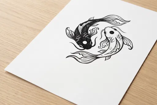 Yin Yang Koi Fish Marker Drawing