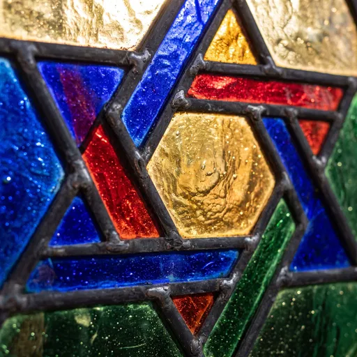 Macro Stained Glass Star of David