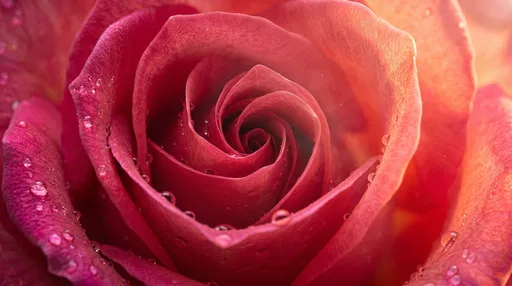 Macro Magenta and Coral Rose Bloom