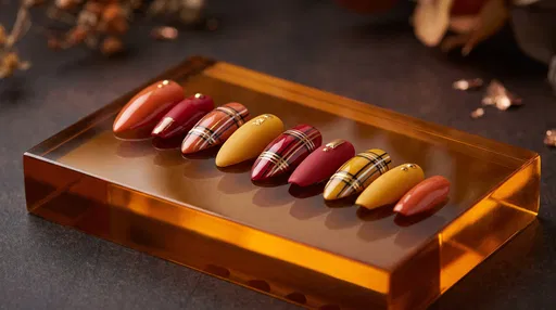 Autumn Plaid Press-On Nails on Amber Riser
