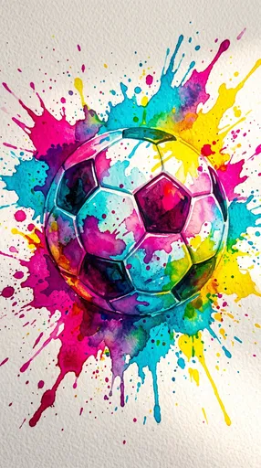 Vibrant Watercolor Soccer Ball Paint Splash