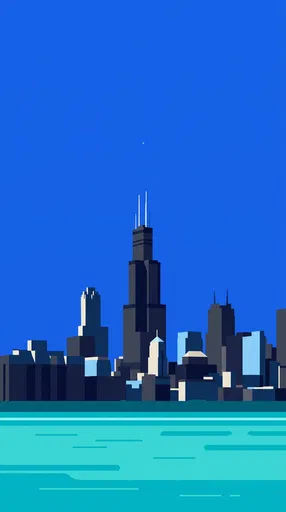 Minimalist Chicago Skyline Graphic Illustration