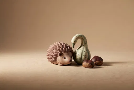 Clay Hedgehog With Gourd And Chestnuts