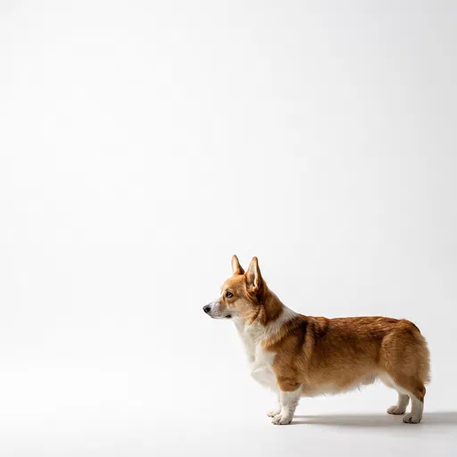Corgi Standing in Profile on White