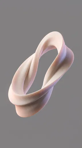 Abstract Matte Alabaster Twisted Loop on Gray
