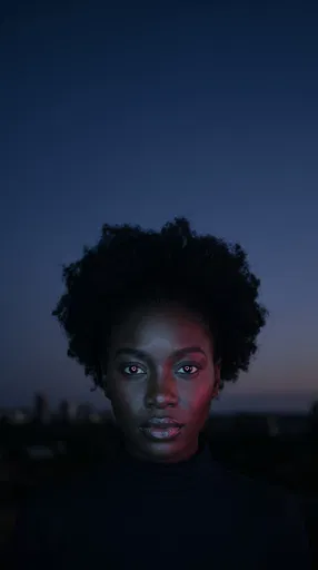 Woman with Pink Heart Eye Reflections