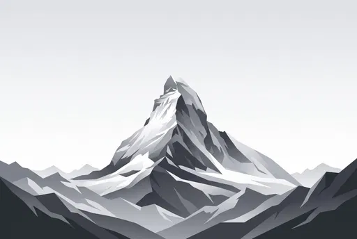 Monochrome Geometric Mountain Peak Illustration