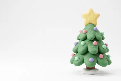 Claymation Christmas Tree on White Background