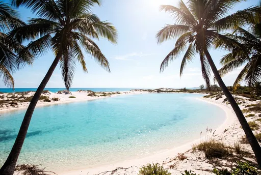 Tropical Lagoon Framed by Palm Trees