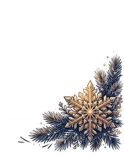 Gold and Navy Snowflake Corner Illustration