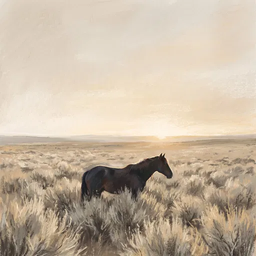 Pastel Drawing of Horse in Sagebrush