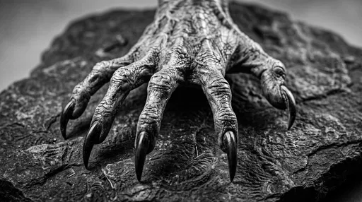 Monochrome Close-Up of Monster Clawed Hand