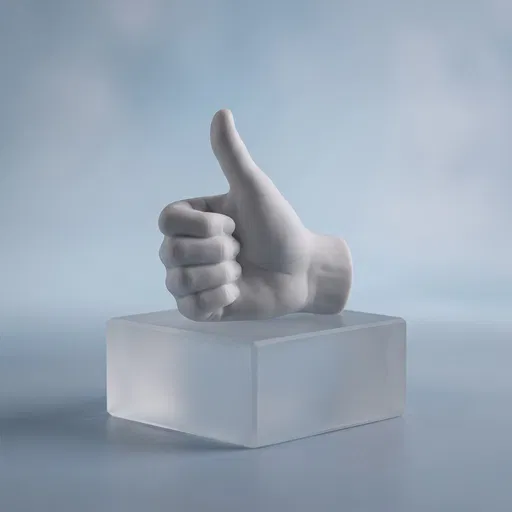 Porcelain Thumbs Up Hand On Plinth