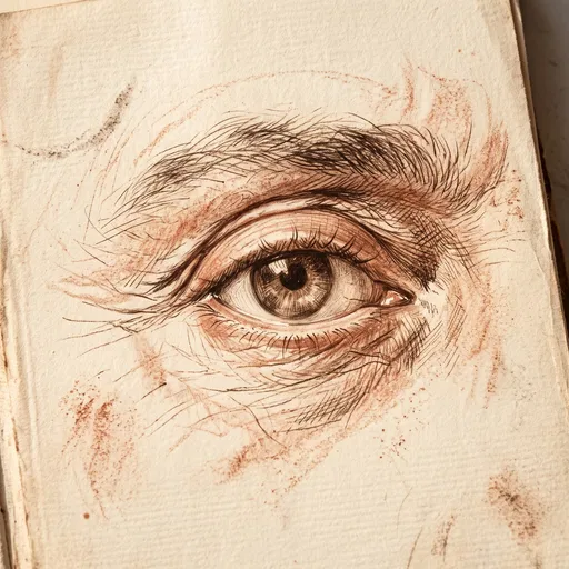 Renaissance Style Sanguine Chalk Eye Sketch