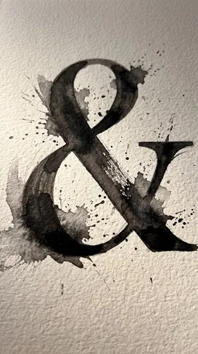 Black Watercolor Ampersand on Textured Paper